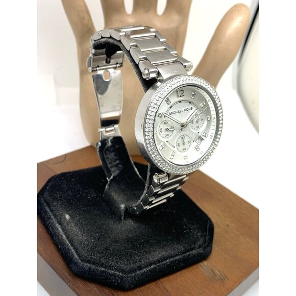Michael Kors Women's Watch MK5353 Parker Silver Steel Chronograph Gemmed USED - Picture 14 of 14